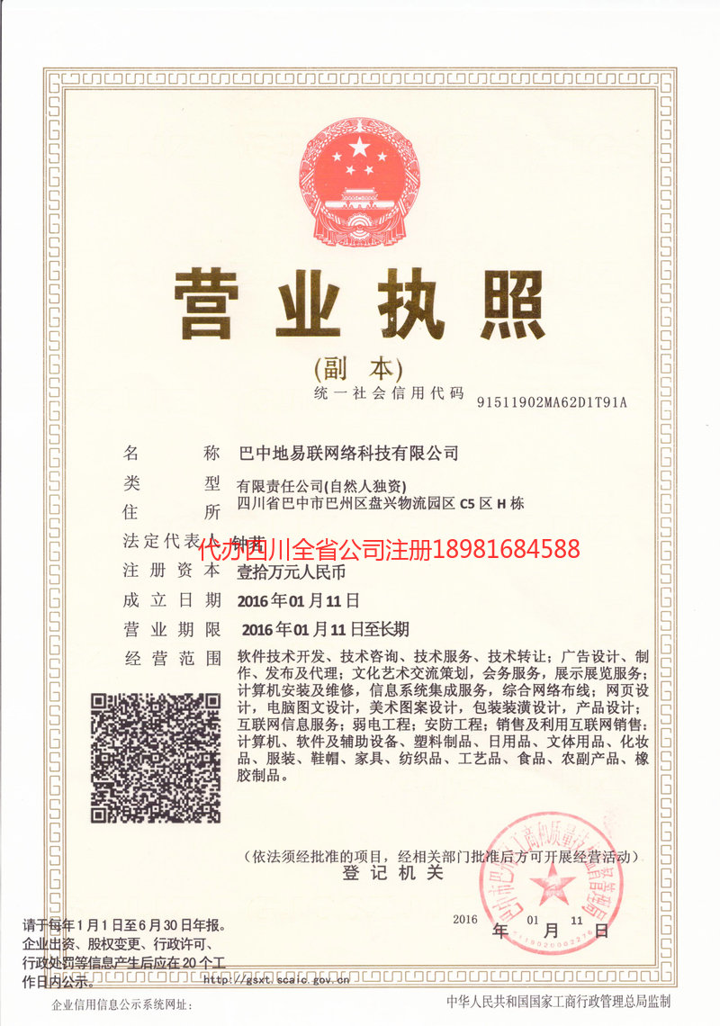 恩阳恩阳地易联网络科技有限公司